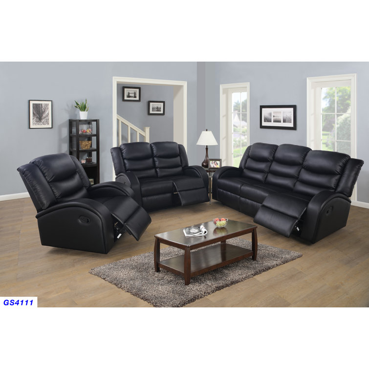 Red Barrel Studio® 3 Piece Faux Leather Reclining Living Room